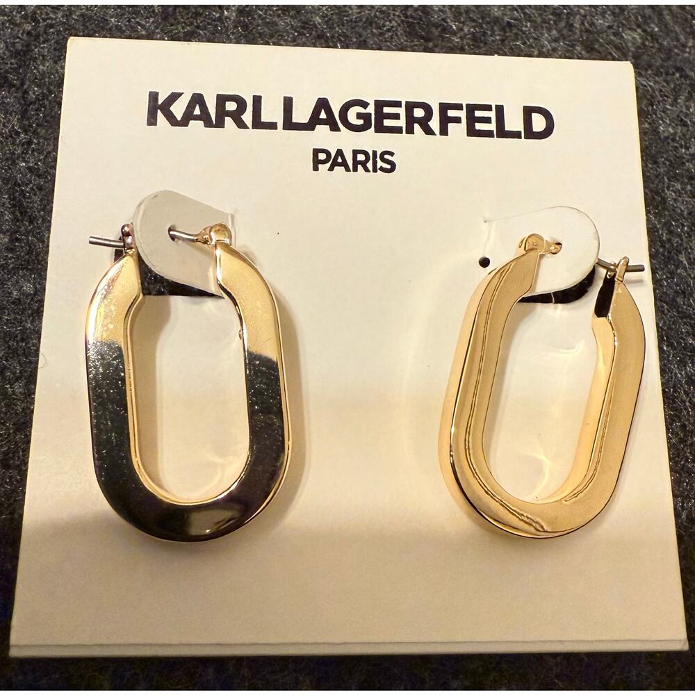 Karl Lagerfeld Paris Squared Oval Hoop Earrings, Signed‎